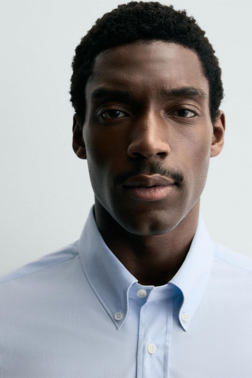 Zara Sky Blue Slim Fit Shirt