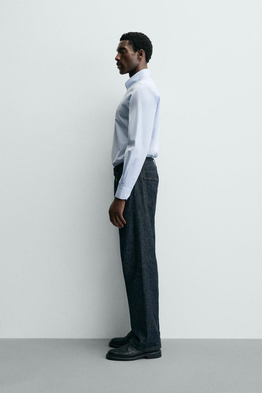 Zara Sky Blue Slim Fit Shirt