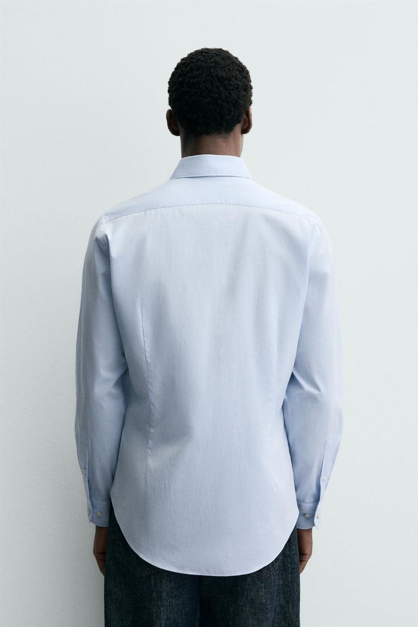 Zara Sky Blue Slim Fit Shirt