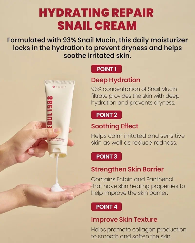 K-Secret Seoul 1988 Cream Snail Mucin 93% + Rice 100ml