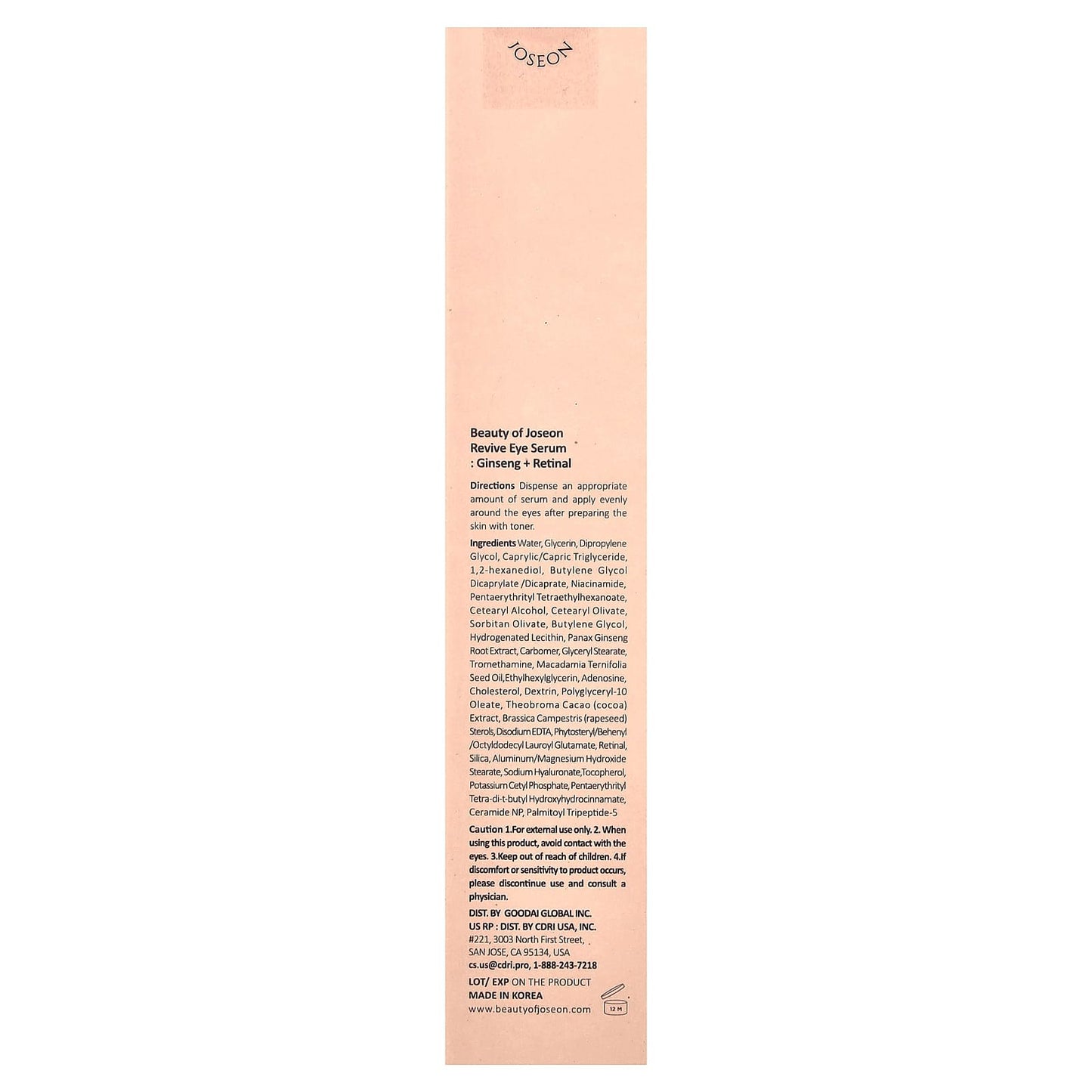 Beauty of Joseon Korean Eye Serum: Ginseng + Retinal 30ml, Pink, 1 Fl Oz (Pack 1)