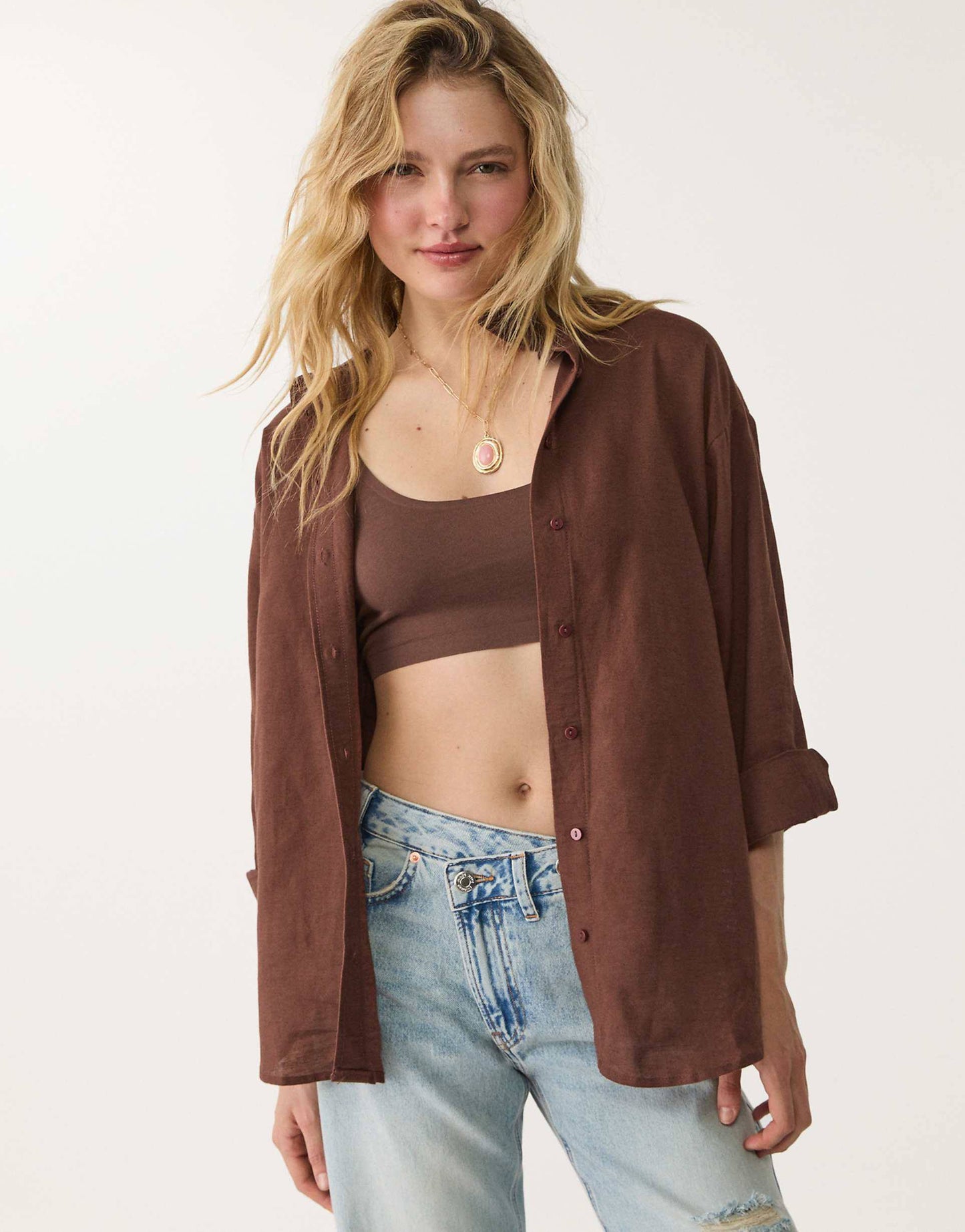 Stradivarius Linen-look flowing shirt