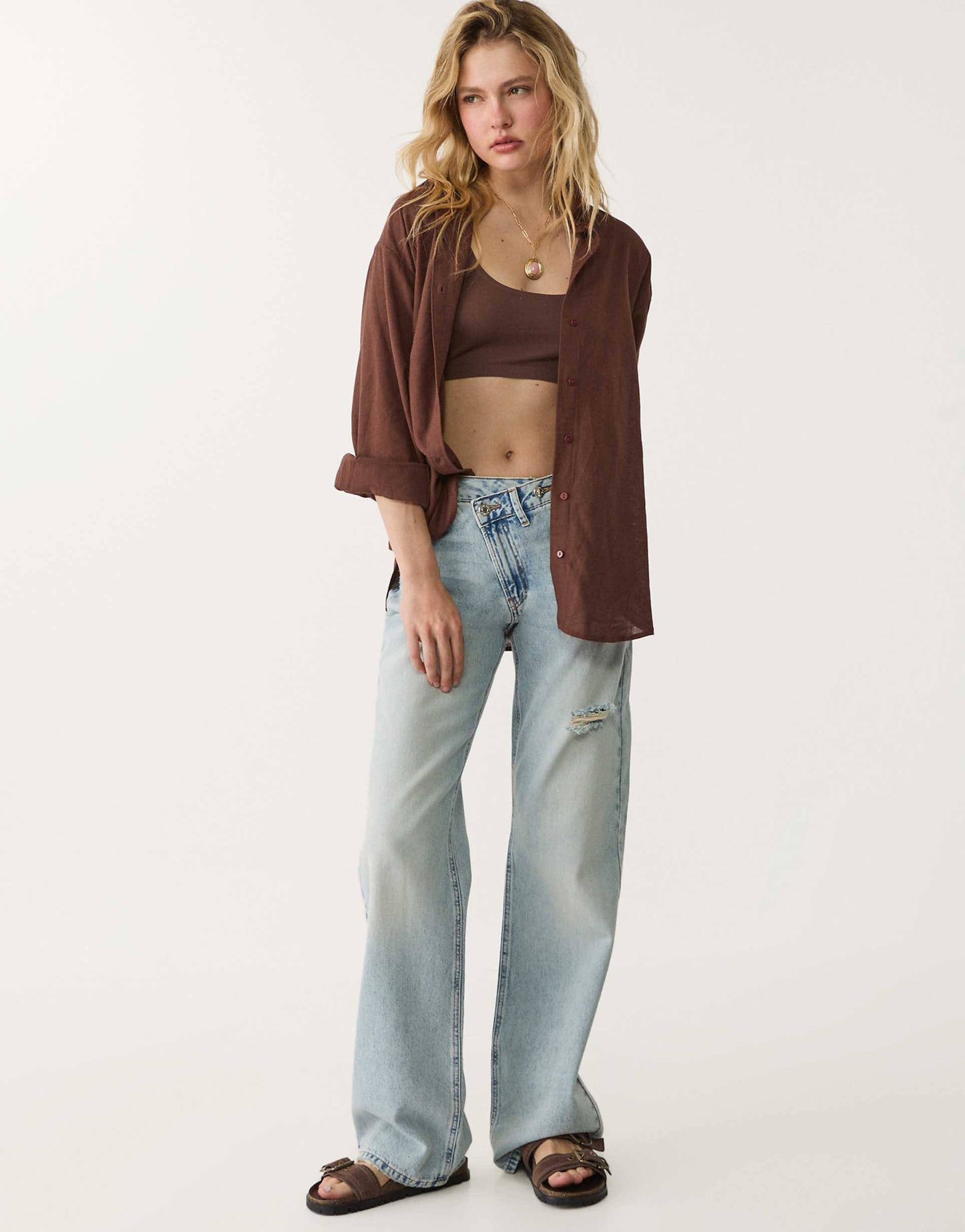 Stradivarius Linen-look flowing shirt