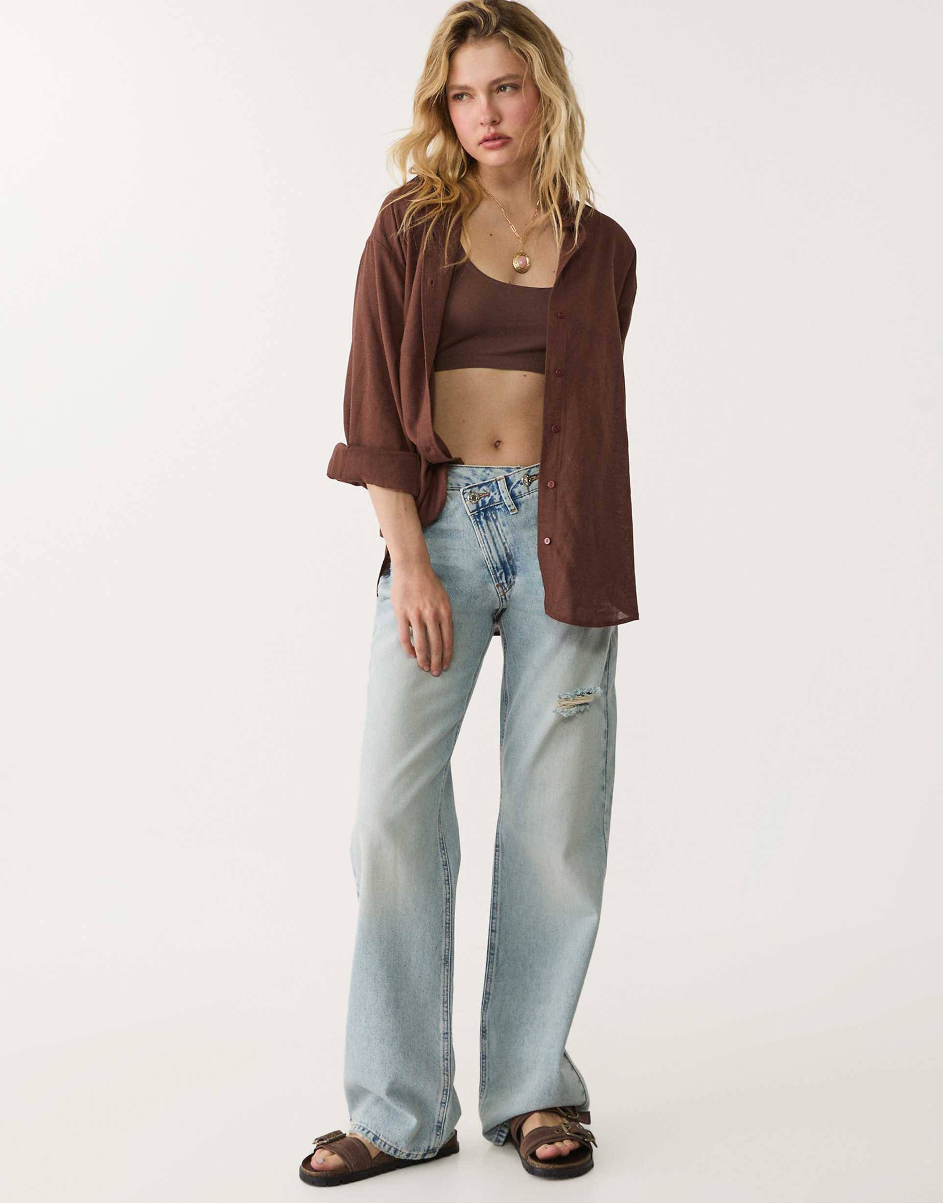 Stradivarius Linen-look flowing shirt
