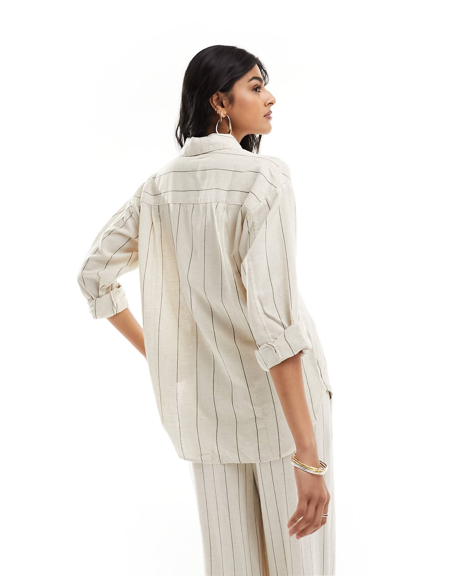 Stradivarius Linen-look flowing shirt - Striped