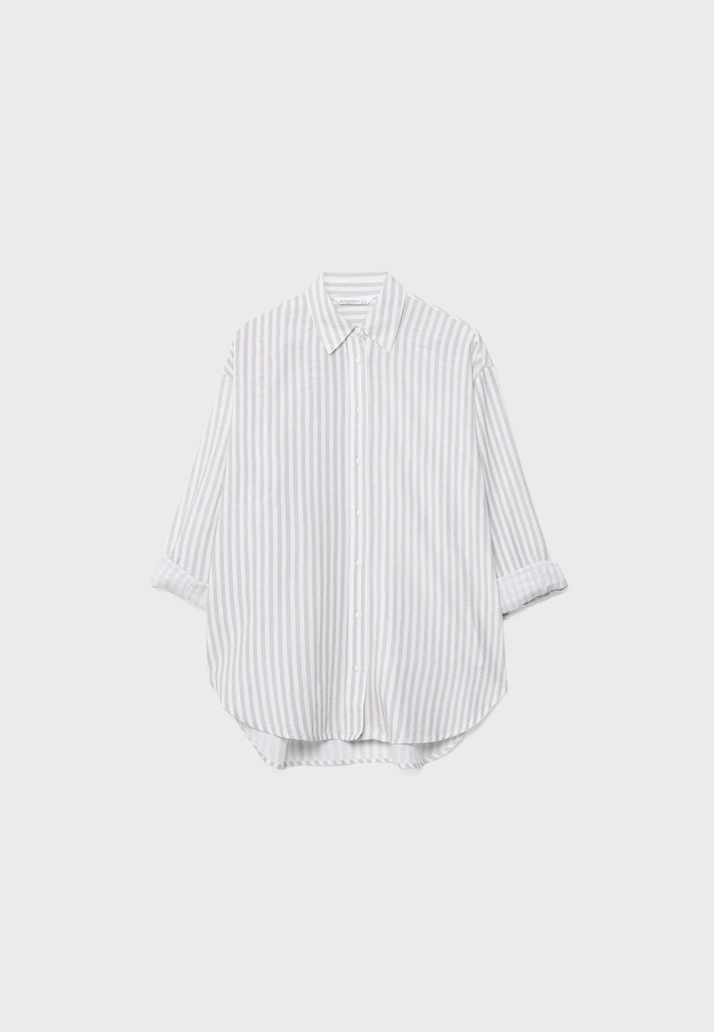 Stradivarius Linen-look flowing shirt - Striped