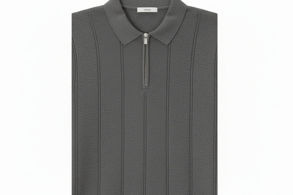 Celio striped zip-neck polo Tee