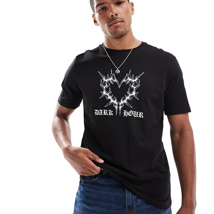 Bershka gothic front printed t-shirt