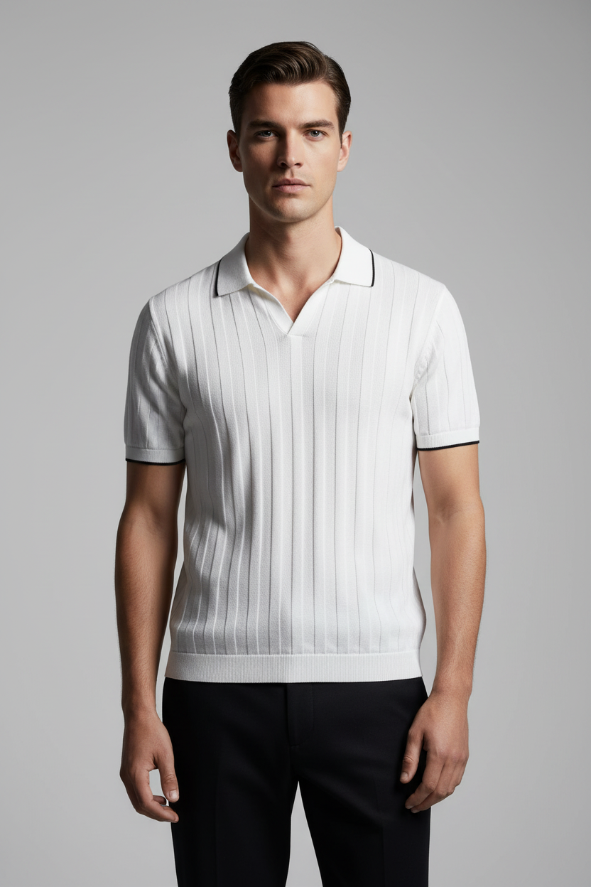 Zara knitted polo Tee - white