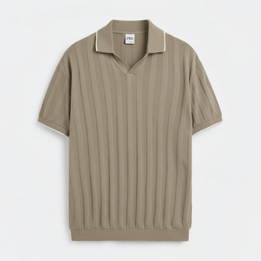 Zara knitted polo Tee - beige