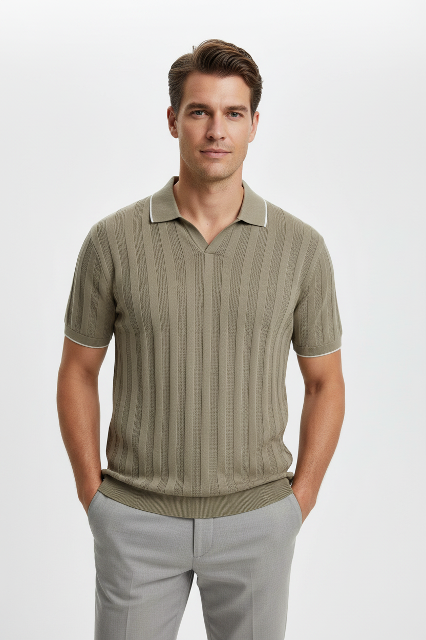 Zara knitted polo Tee - beige