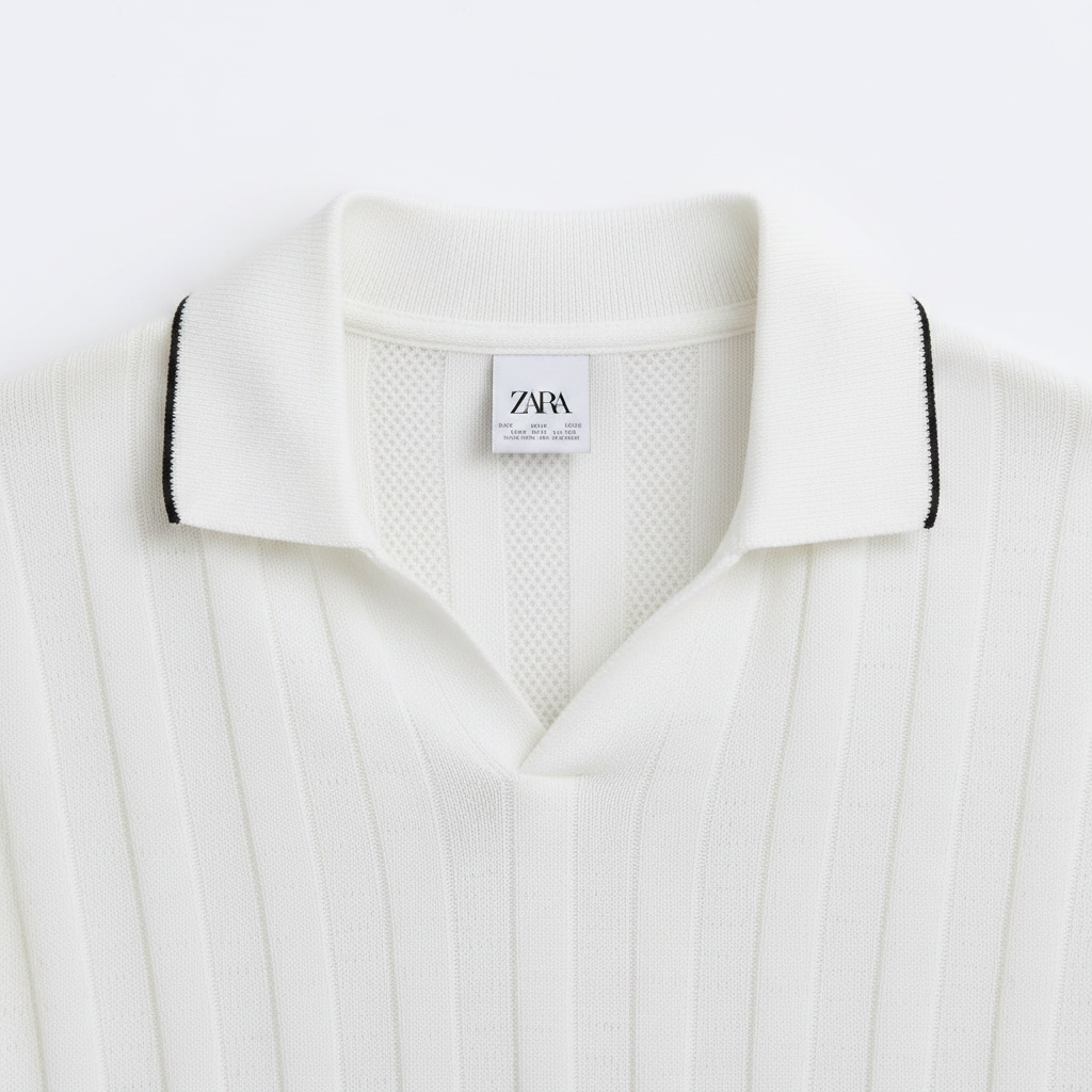 Zara knitted polo Tee - white