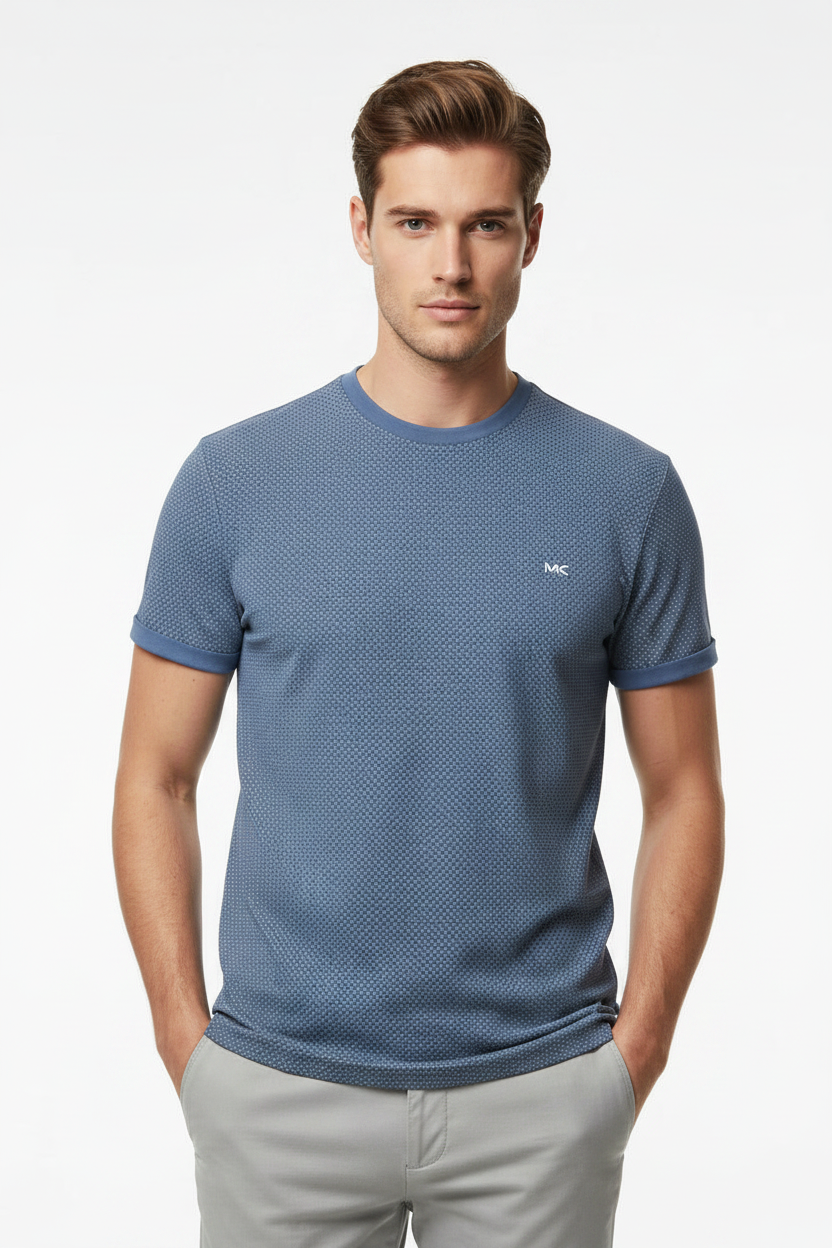 Micheal Kors Men's Micro-Dot Print T-Shirts-Blue
