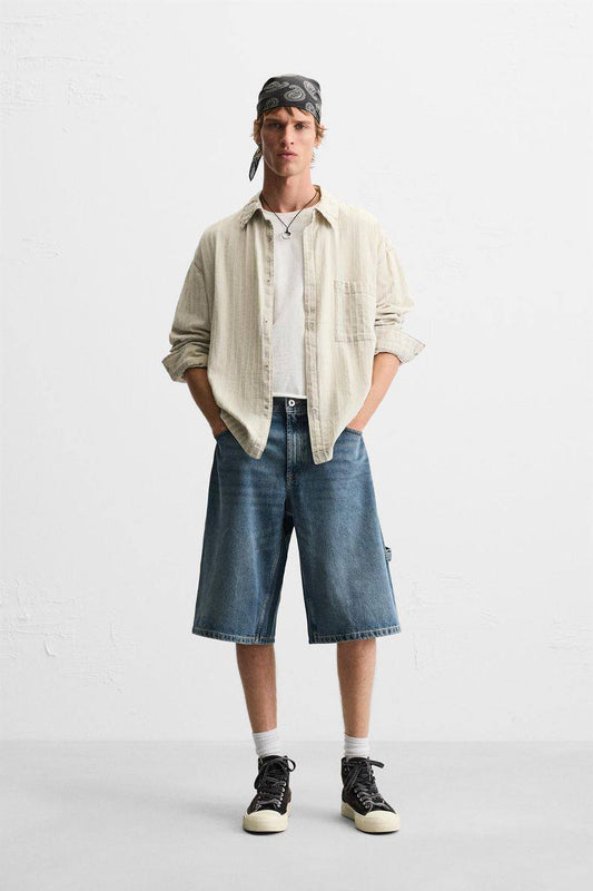 ZARA CARPENTER DENIM SHORT - BAGGY FIT