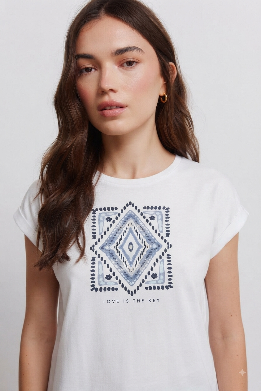 Springfield Boho Diamond Print Tee for Women