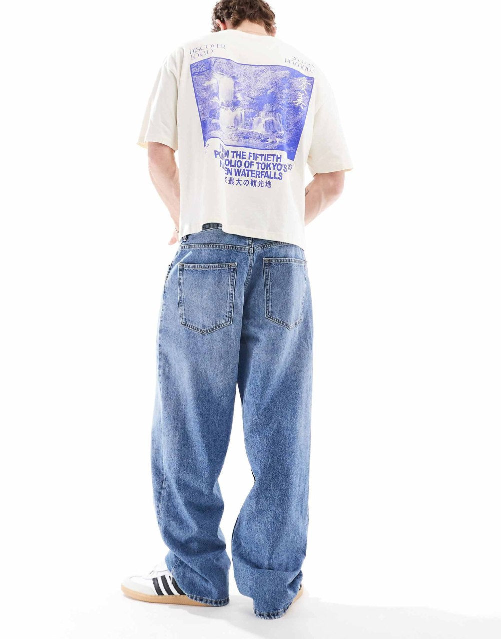 Pull&Bear baggy loose jeans in washed blue