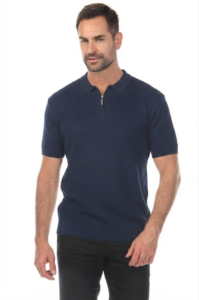 Selected Homme Knit Structure Half Zip Polo