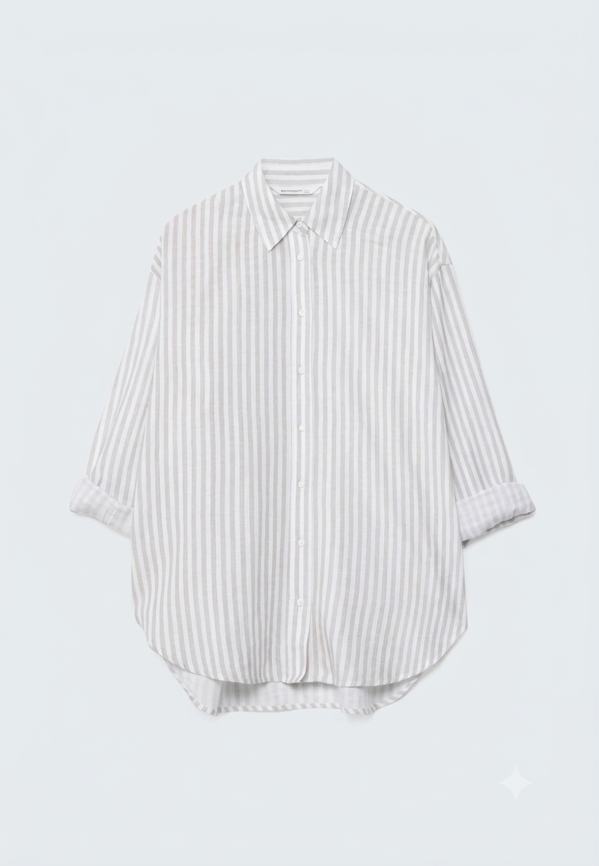Stradivarius Linen-look flowing shirt - Striped