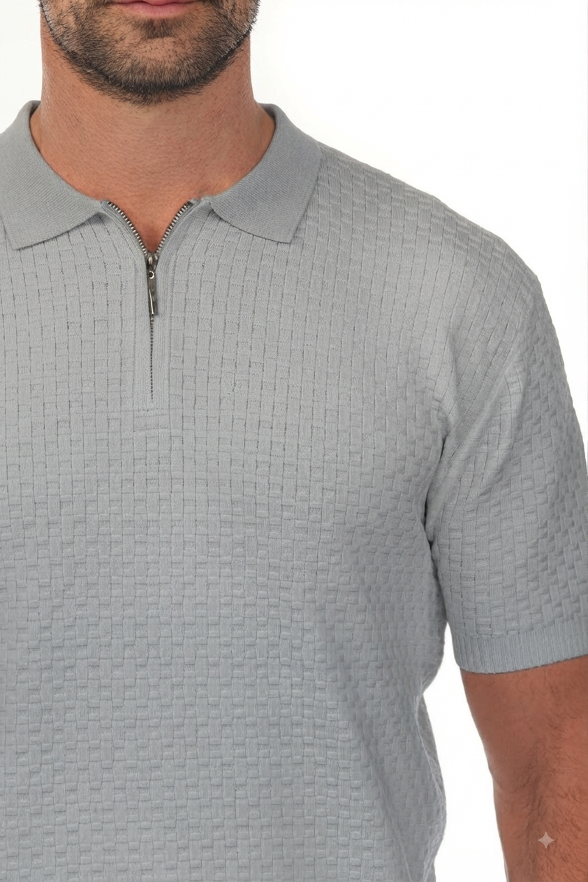 Selected Homme Knit Structure Half Zip Polo