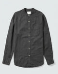 American Eagle linen blend band collar shirt in a solid charcoal gray color
