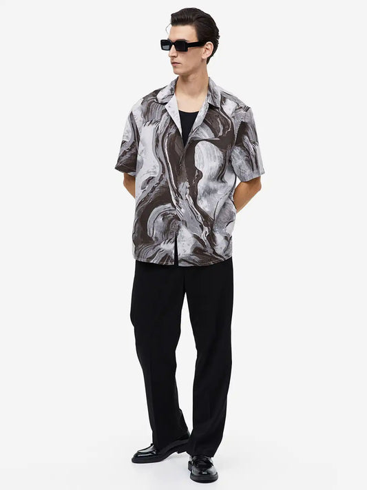 H&M Regular Fit Patterned lyocell shirt