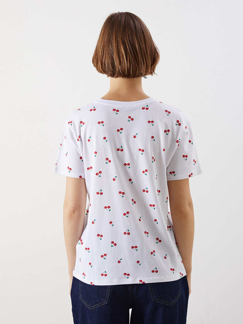 Springfield Casual All-Over Cherry Pattern Crew Neck Tee