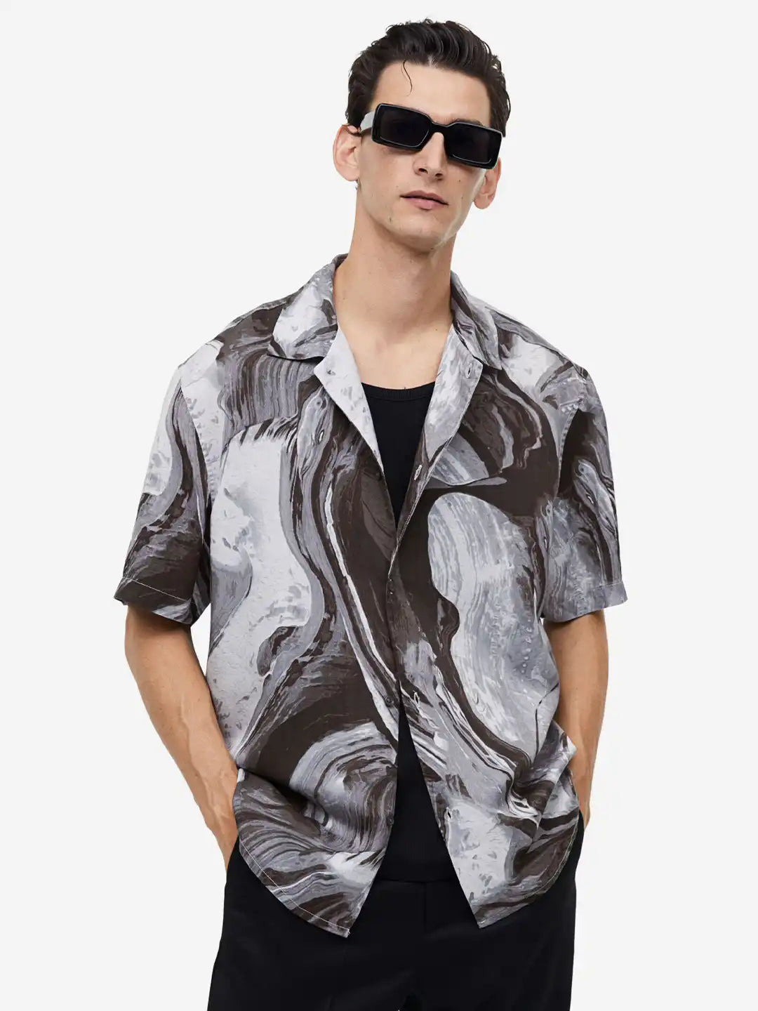 H&M Regular Fit Patterned lyocell shirt