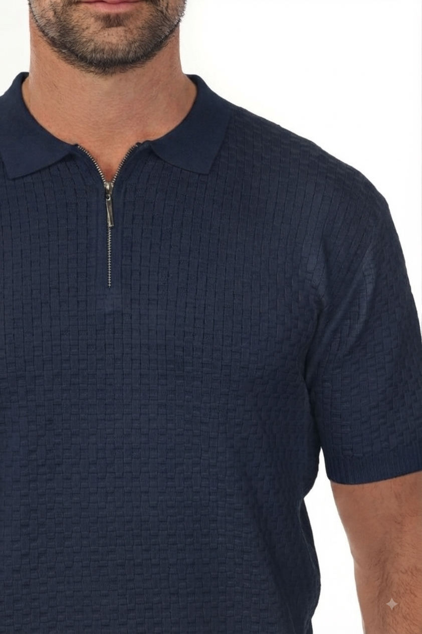 Selected Homme Knit Structure Half Zip Polo