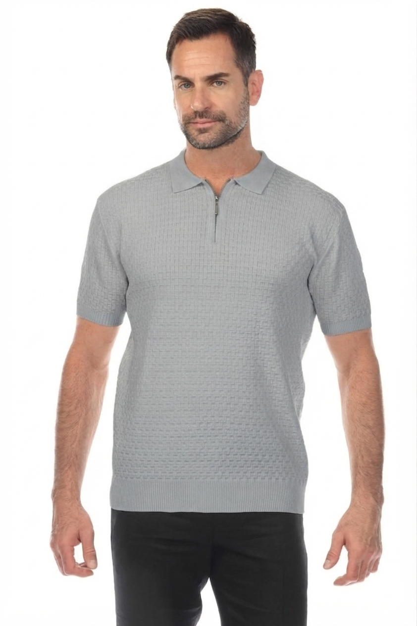 Selected Homme Knit Structure Half Zip Polo
