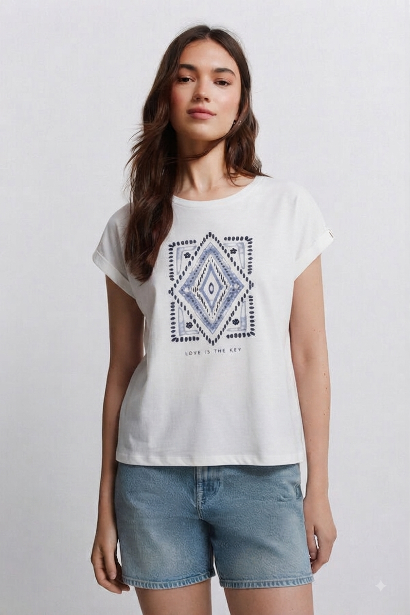 Springfield Boho Diamond Print Tee for Women